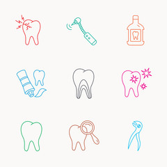 Tooth, stomatology and toothache icons.