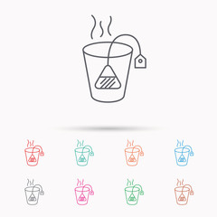 Tea bag icon. Natural hot drink sign.