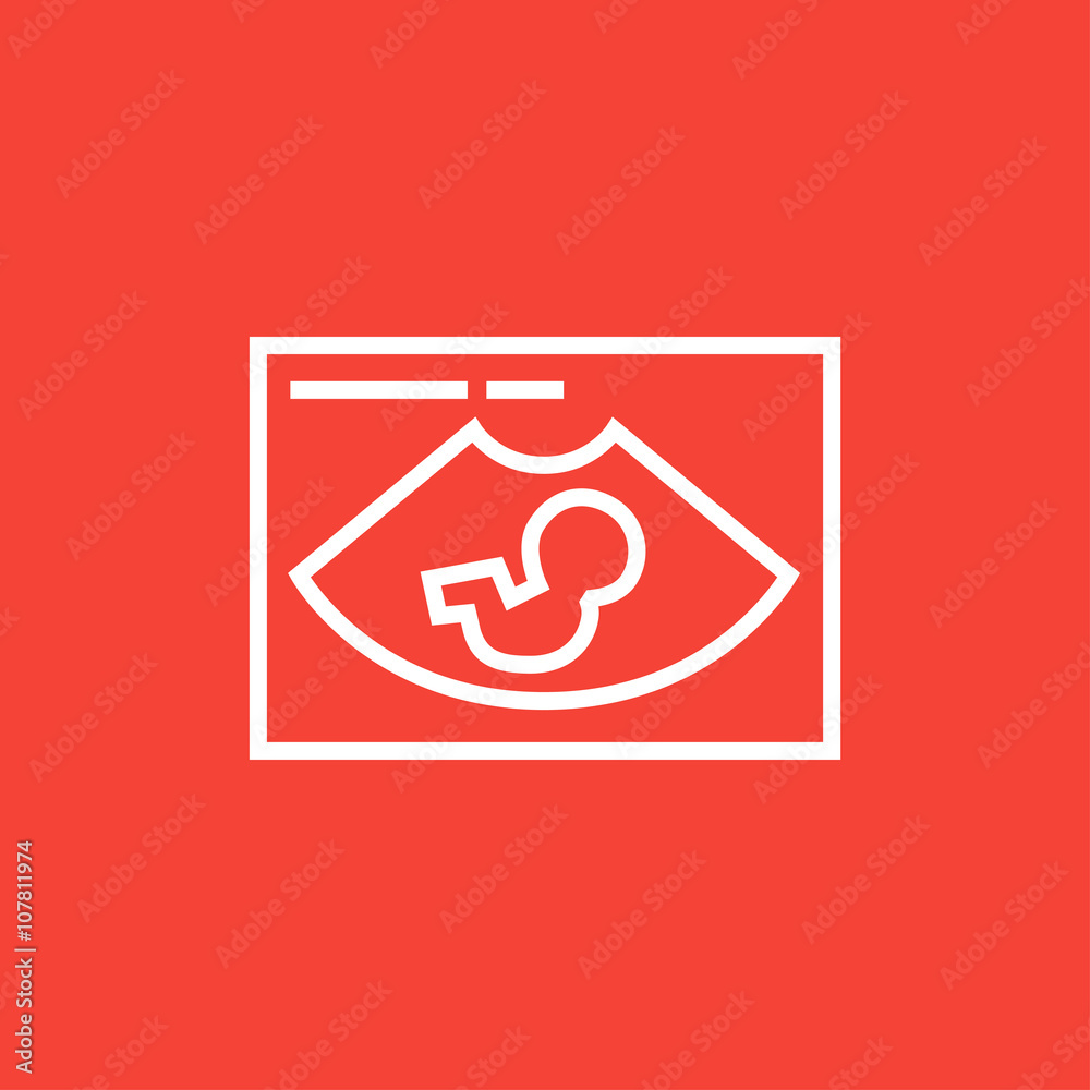 Sticker fetal ultrasound line icon.