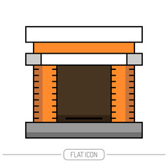 Obraz premium Flat color icon fireplace, stove isolated on white background