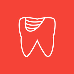 Tooth decay line icon.