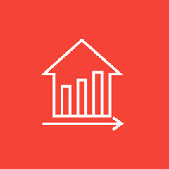 Graph of real estate prices growth line icon