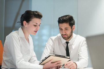 young business couple working together on project