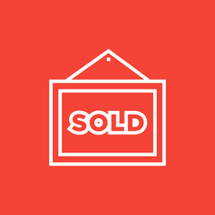 Sold placard line icon.