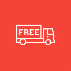 Free delivery truck line icon.