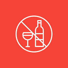 No alcohol sign line icon.