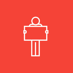 Man looking at map line icon.
