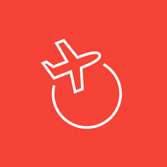 Obraz premium Travel by plane line icon.