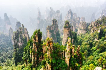 Fotobehang Top view of natural quartz sandstone pillars (Avatar Mountains) © efired