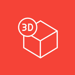 Three D box line icon.