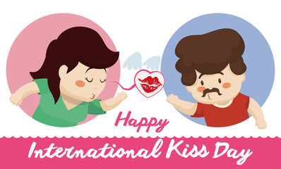 Woman Sending a Kiss at her Boyfriend in Kiss Day, Vector Illustration
