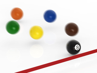 winner concept with eighth ball moving to finish line