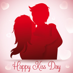 Boy Smooching with her Girlfriend in Kiss Day, Vector Illustration