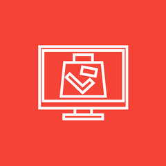 Suitcase at x-ray airport scanner line icon.