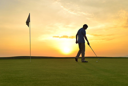 Golfer Playing Off the Tee Box