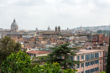 Fototapeta premium the panorama of historic districts of Rome seen from the Pincio terrace