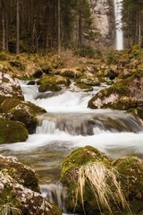 Cascading creek with waterfall, Leuenfall,Switzerland