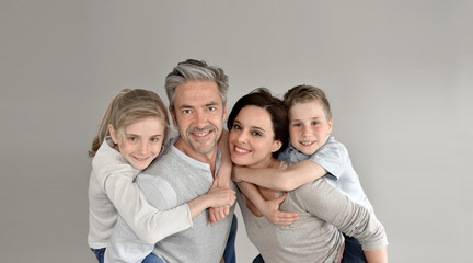 Portrait of happy family of 4