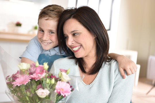 Young boy celebrating mother's day