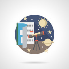 Space research detailed flat color icon
