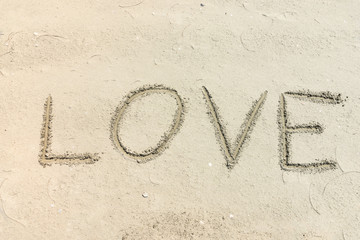 love message written in sand