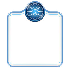 Blue vector frame for your text and bulb icon
