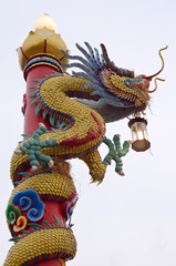 Dragon statue lamp post in Khon Kaen Thailand