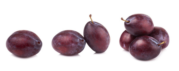 ripe prune or plum isolated on a white background.