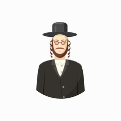 Jew man icon, cartoon style