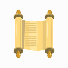 Torah scroll icon, cartoon style