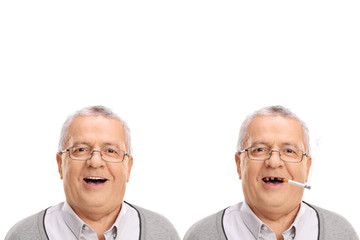 Photo of an elderly man showing the harmful effetcs of smoking