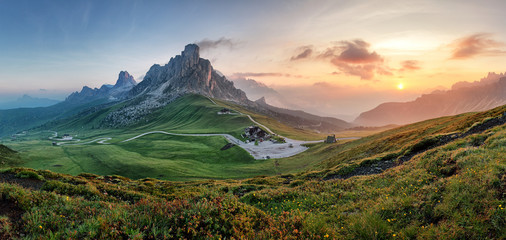 Mountain nature panorama in Dolomites Alps, Italy. - obrazy, fototapety, plakaty