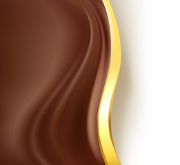 Chocolate creamy golden border background. Abstract background.