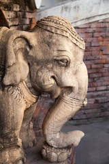 Fototapeta na wymiar A stone elephant sculpture close-up