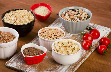 Foods highest in Copper on a wooden table