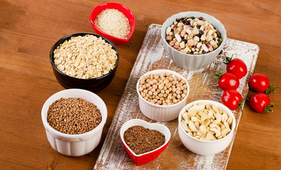 Foods highest in Copper on a wooden board