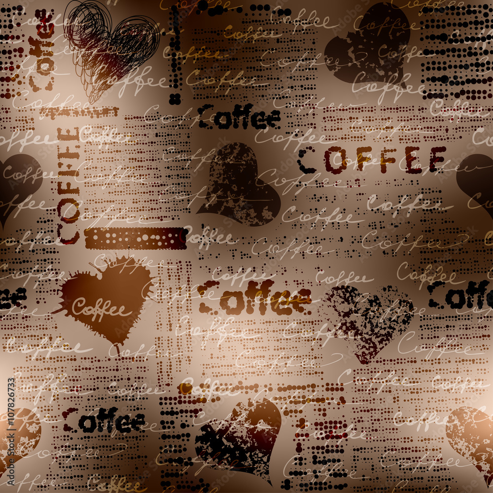 Poster coffee pattern on blurred background