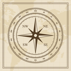 Vector Wind rose on a world map background
- 107827300