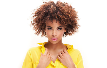 Fototapeta premium Portrait of young girl with afro.