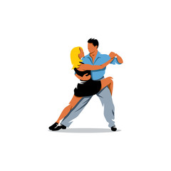 Fototapeta na wymiar Two elegance tango dancers. Vector Illustration.