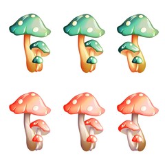 Cartoon mushrooms set