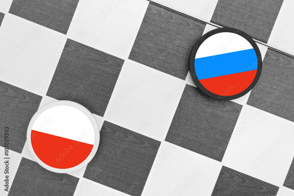 Sticker Draughts (Checkers) - Poland vs Russia