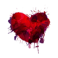 Heart made of colorful grunge splashes