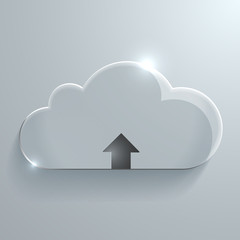 Glossy cloud upload icon.