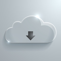 Glossy cloud download icon.