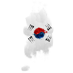 Grunge map of South Korea with South Korean flag