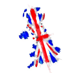 Grunge map of United Kingdom with Union Jack