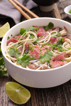 noodle and beef soup