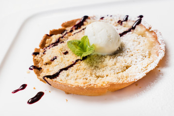 almond cake with ice cream