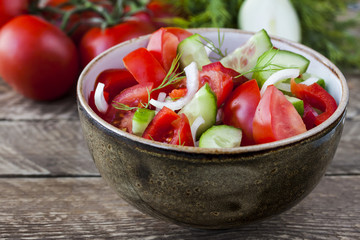 salad with fresh tomatoes and cucumbers
